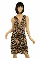 Leopard Print A - line Drawstring Keyhole Dress - Coquetry Clothing