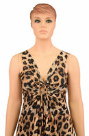 Leopard Print A - line Drawstring Keyhole Dress - Coquetry Clothing