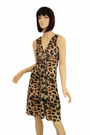 Leopard Print A - line Drawstring Keyhole Dress - Coquetry Clothing
