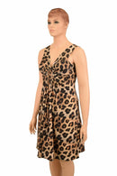 Leopard Print A - line Drawstring Keyhole Dress - Coquetry Clothing