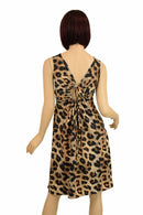 Leopard Print A - line Drawstring Keyhole Dress - Coquetry Clothing
