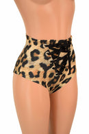 Leopard Print Front Lace Up Siren Shorts - Coquetry Clothing