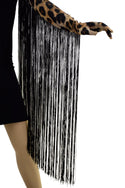 Leopard Print Gloves with 30" Black Fringe - 6