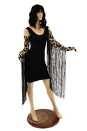 Leopard Print Gloves with 30" Black Fringe - 2