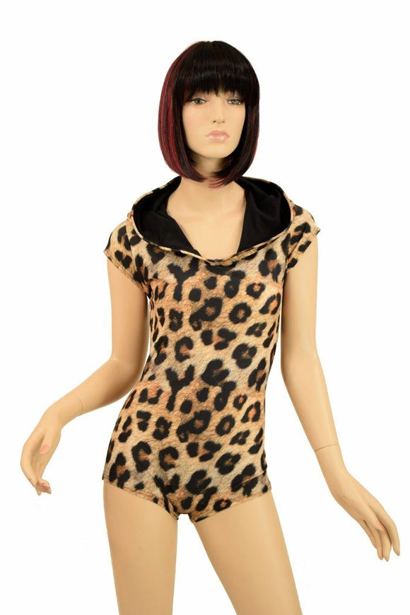 Leopard Print Hoodie Romper - Coquetry Clothing