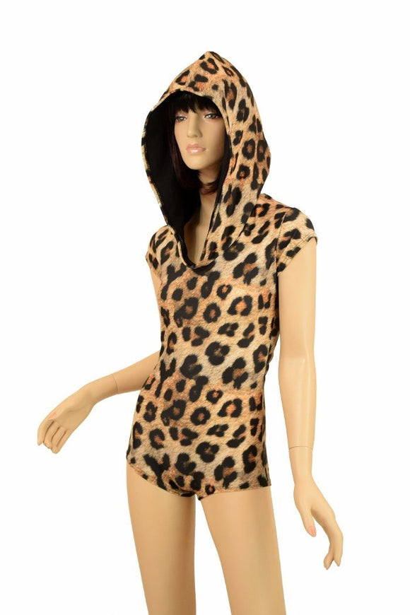 Leopard Print Hoodie Romper - Coquetry Clothing