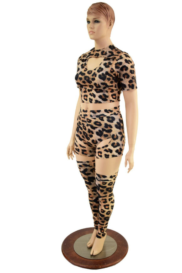 Leopard Print Nirvana Set with Thigh High Leg Warmers - Coquetry Clothing