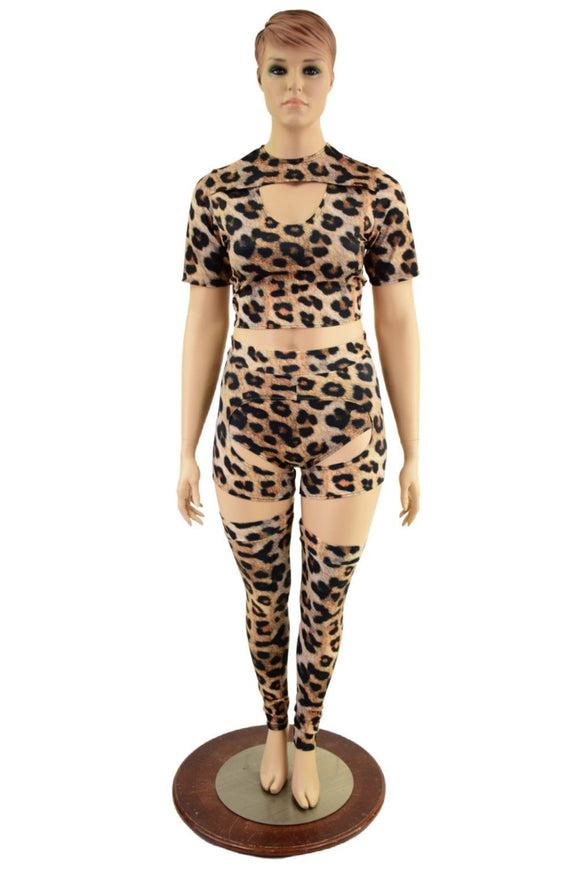 Leopard Print Nirvana Set with Thigh High Leg Warmers - Coquetry Clothing