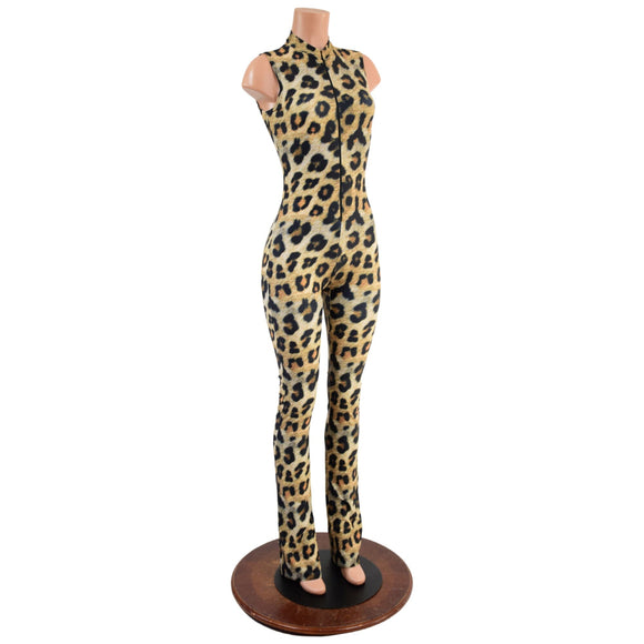 Leopard Print Sleeveless Stella Catsuit with Bootcut Leg - Coquetry Clothing