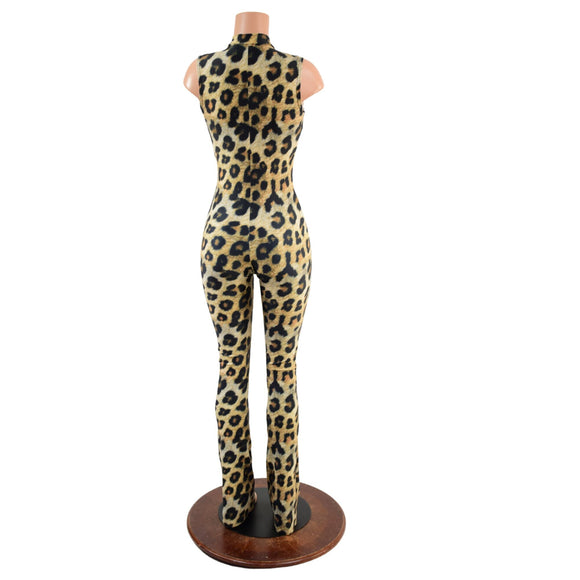 Leopard Print Sleeveless Stella Catsuit with Bootcut Leg - Coquetry Clothing