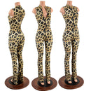 Leopard Print Sleeveless Stella Catsuit with Bootcut Leg - Coquetry Clothing