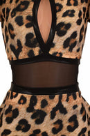Leopard Print Tuxedo Back Romper - Coquetry Clothing