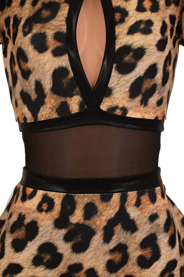 Leopard Print Tuxedo Back Romper - 4