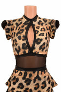 Leopard Print Tuxedo Back Romper - 5