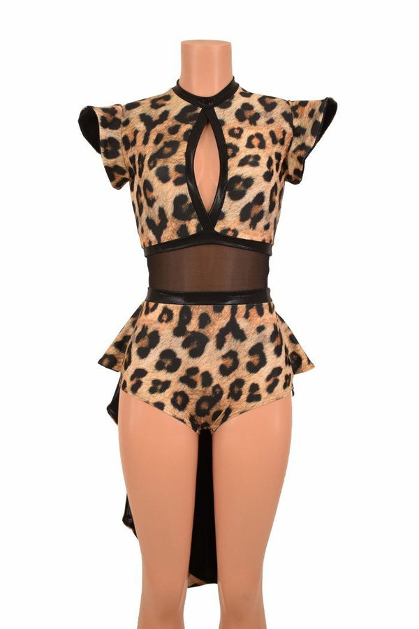 Leopard Print Tuxedo Back Romper - 11