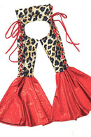 Leopard & Red Lace Up Bell Bottom Chaps - Coquetry Clothing