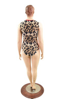 Leopard & Red Plunging V Lace Up Romper - Coquetry Clothing