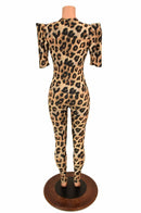 Leopard Sharp Shoulder Catsuit - Coquetry Clothing
