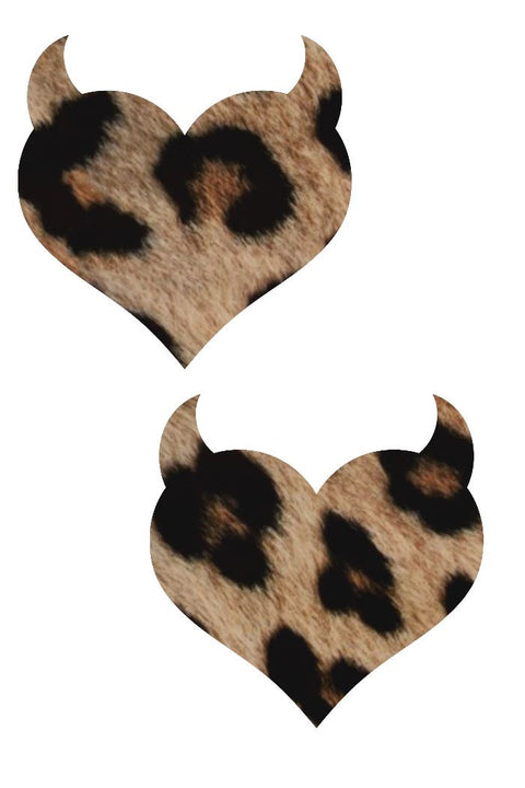 Leopard Devil Heart Pasties - Coquetry Clothing