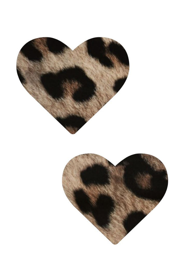 Leopard Print Heart Nipple Pasties - PastiePop