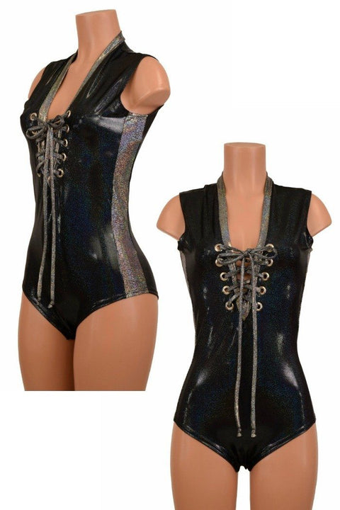Lace Up Plunging V Romper - Coquetry Clothing