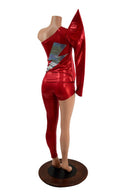 Lightning Bolt Asymmetrical Sharp Shoulder 2PC Set (Mock Catsuit) - Coquetry Clothing