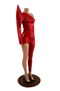 Lightning Bolt Asymmetrical Sharp Shoulder 2PC Set (Mock Catsuit) - 3