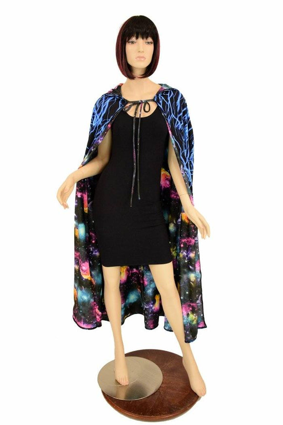 Lightning & Galaxy Reversible Hooded Cape - Coquetry Clothing