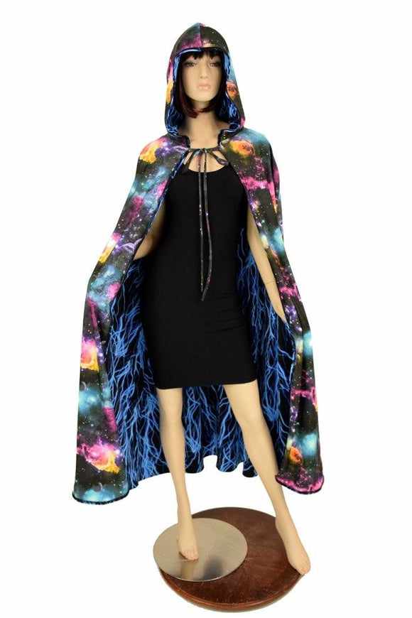 Lightning & Galaxy Reversible Hooded Cape - Coquetry Clothing