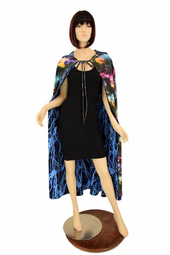 Lightning & Galaxy Reversible Hooded Cape - Coquetry Clothing