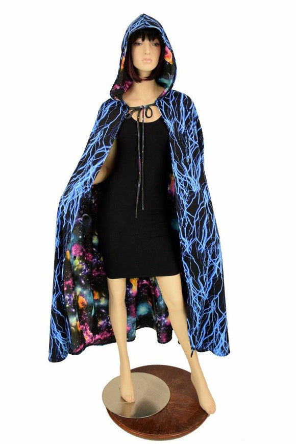 Lightning & Galaxy Reversible Hooded Cape - Coquetry Clothing
