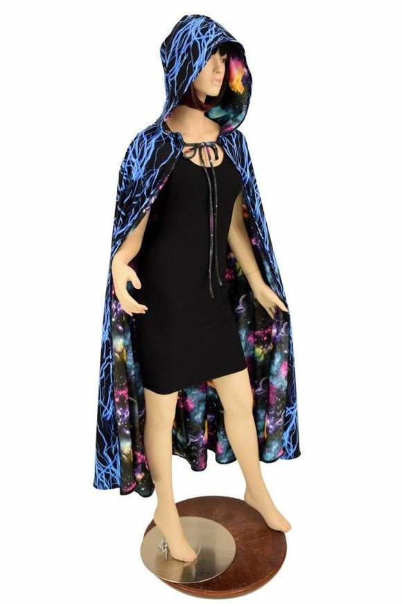 Lightning & Galaxy Reversible Hooded Cape - Coquetry Clothing