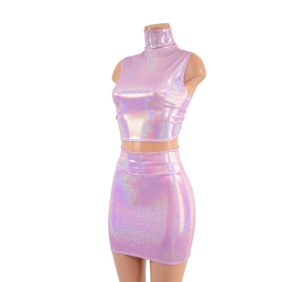 Lilac Crop Top & Bodycon Skirt Set - Coquetry Clothing