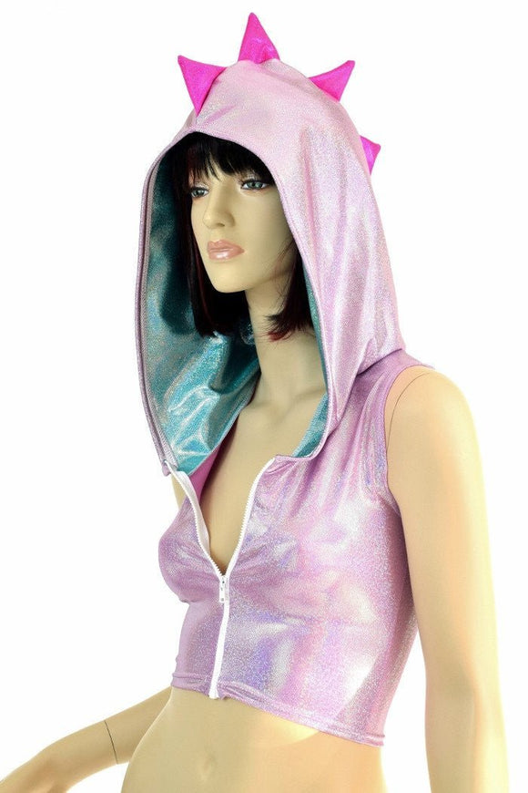 Lilac Dragon Zipper Front Crop Top - Coquetry Clothing