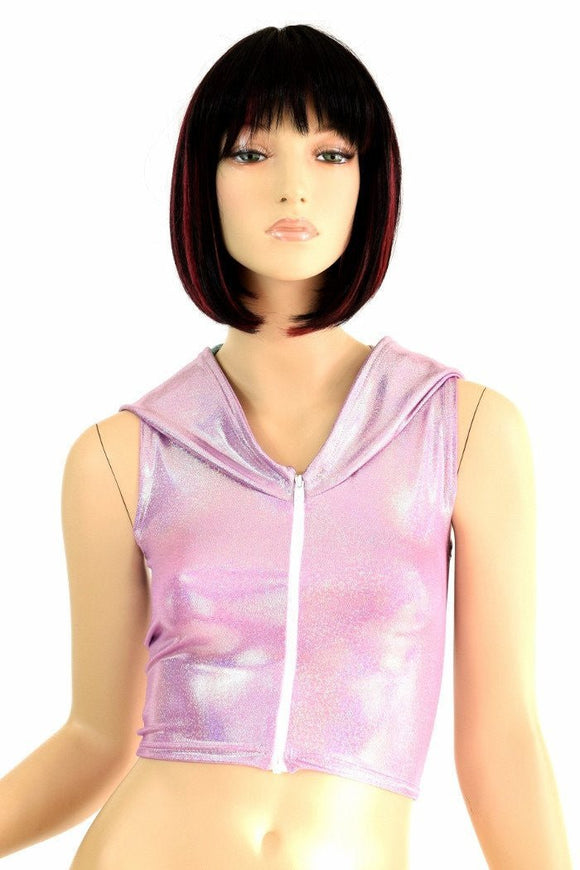 Lilac Dragon Zipper Front Crop Top - Coquetry Clothing