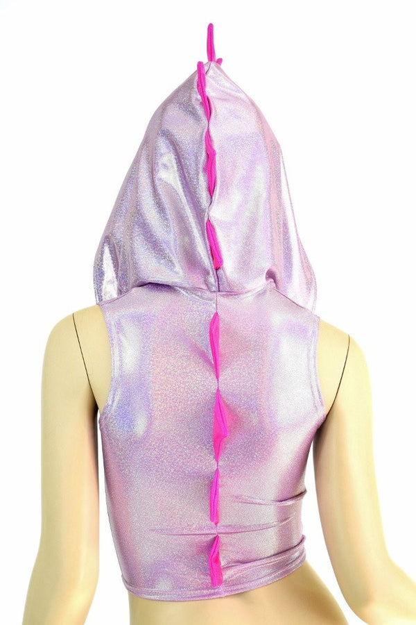 Lilac Dragon Zipper Front Crop Top - 5