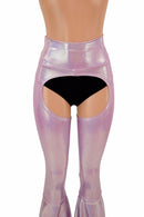 Lilac Holo Bell Bottom Flare Chaps (shorts sold separately) - Coquetry Clothing