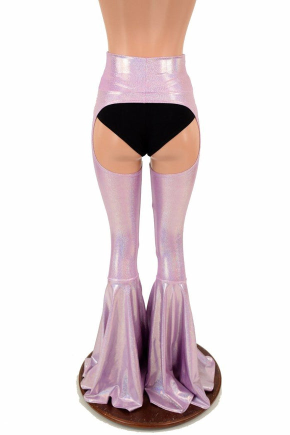 Lilac Holo Bell Bottom Flare Chaps (shorts sold separately) - Coquetry Clothing