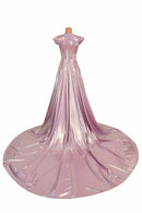 Lilac Holographic Circle Cut Gown - Coquetry Clothing