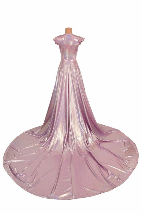 Lilac Holographic Circle Cut Gown - Coquetry Clothing