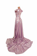 Lilac Holographic Circle Cut Gown - Coquetry Clothing