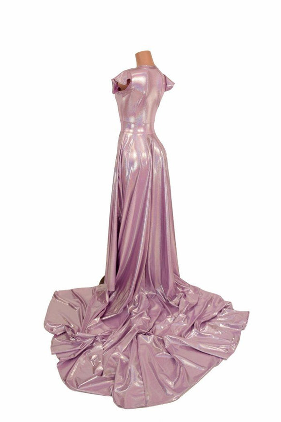 Lilac Holographic Circle Cut Gown - Coquetry Clothing