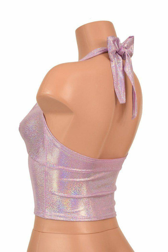 Lilac Holographic Darted Tie Back "Midi" Halter - Coquetry Clothing