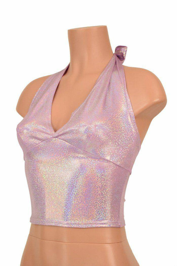 Lilac Holographic Darted Tie Back "Midi" Halter - Coquetry Clothing