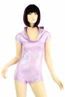 Lilac Holographic Hoodie Romper - Coquetry Clothing