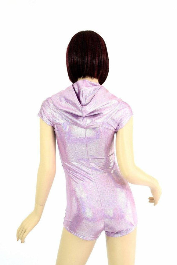 Lilac Holographic Hoodie Romper - Coquetry Clothing