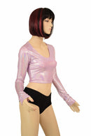 Lilac Holographic Long Sleeve Crop - Coquetry Clothing