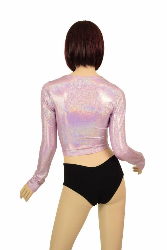 Lilac Holographic Long Sleeve Crop - Coquetry Clothing