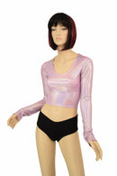 Lilac Holographic Long Sleeve Crop - Coquetry Clothing