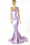 Lilac Holographic Puddle Train Gown - Coquetry Clothing